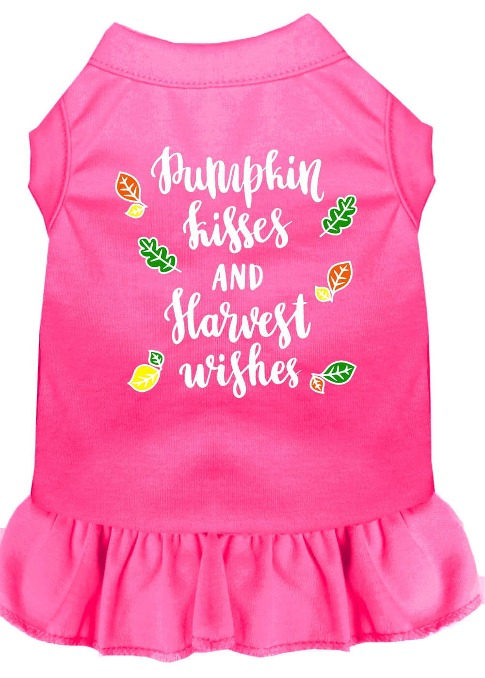 Pumpkin Kisses Screen Print Dog Dress Bright Pink XXL